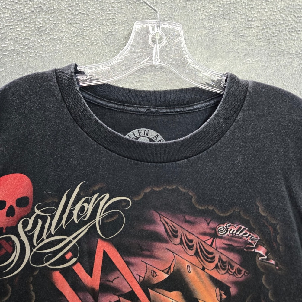 Sullen Men Shirt 2XL Black Tybred Pirates Floral Skull Ink Logo Graphic Tee - Picture 4 of 9